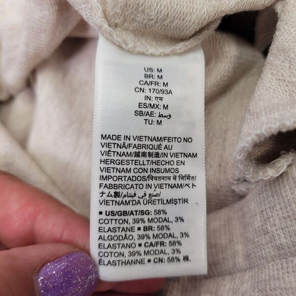 Daily Ritual Women's Cozy Knit Drawstring Jogger Pant Ivory/Light Brown Medium - Picture 8 of 11